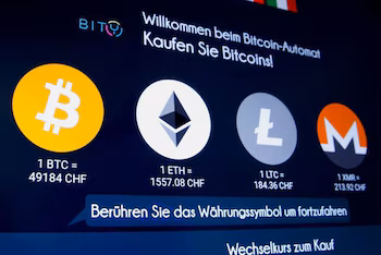 Pantalla de un cajero para comprar criptomonedas