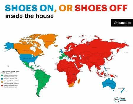 Map showing shoe removal tradition