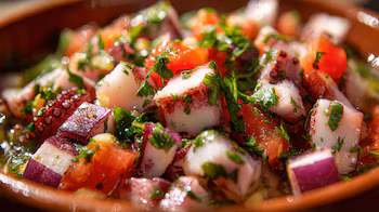 Marisquería, anillos de calamar, cocina peruana, jugo de limón verde, ají limo, maíz tostado, camote, lechuga, plato frío, mar Pacífico, verano, comida playera, antioxidantes, proteína magra, sabor cítrico - (Imagen Ilustrativa Infobae)
