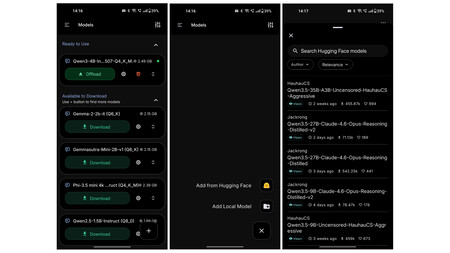 Modèles disponibles sur PocketPal