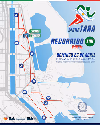 El circuito de 10K atraviesa escenarios emblemáticos junto al río y la Costanera Sur