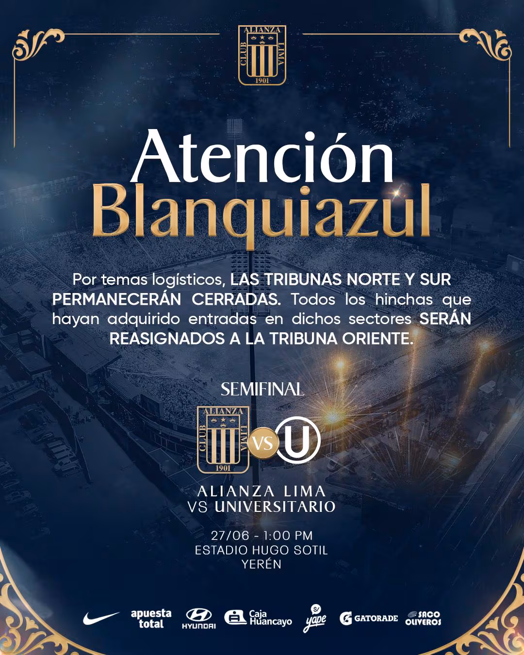 Annonce d'Alianza Lima avant le classique.