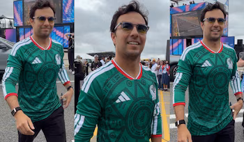 Checo Pérez met le feu au Mexico vs. Angleterre : il est apparu avec le maillot du Tri sur le sol britannique.