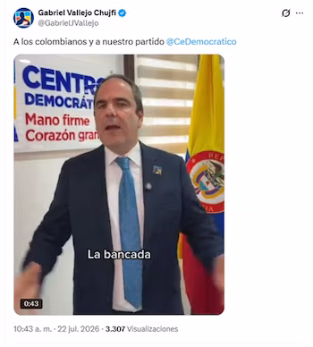 Gabriel Vallejo, président du Centro Democrático, a parlé de l’élection du président du Sénat avec les votes du Pacto Histórico : “Des spectacles qui détruisent la démocratie”