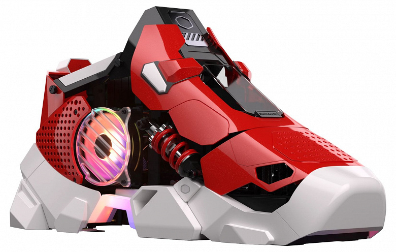 GeForce RTX 4080 ve Ryzen 9 7950X3D bir spor ayakkabının içine yerleştirildiğinde.  Sıradışı bilgisayar Cooler Master Sneaker X satışa çıkıyor