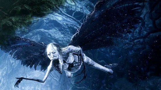 Lords of the Fallen çok oyunculu modunda geniş ağzı açık, kanatlı bir yaratık havada uçuyor.