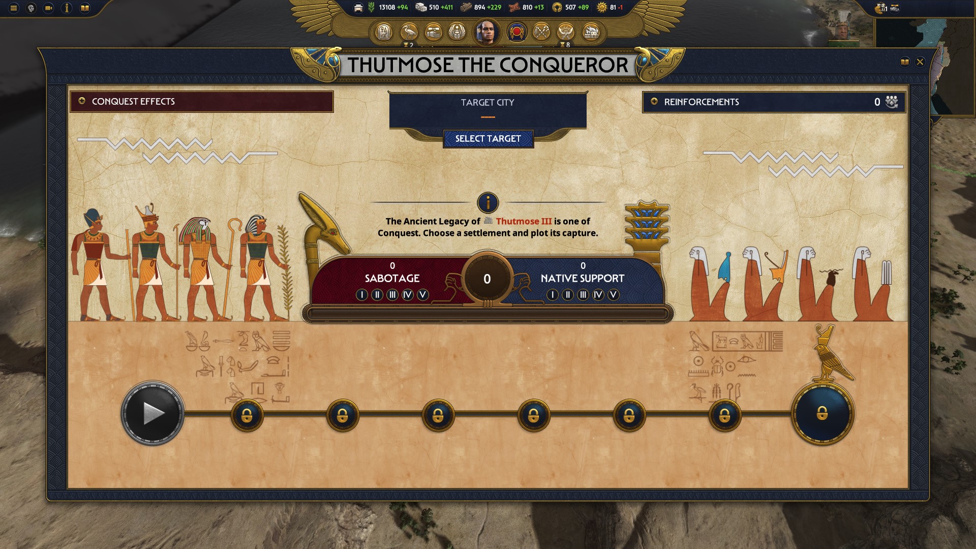 Total War Firavun incelemesi: Fatih Thutmose'u gösteren bir menü.