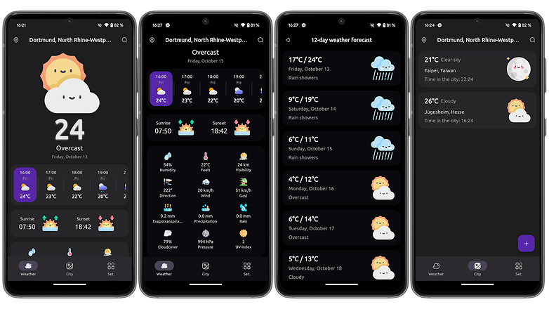 Hava durumu uygulamasının Rain'in ekran görüntüleri