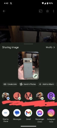 Android 14'ün Google Fotoğraflar'daki yerel paylaşım sayfası artık daha geniş bir alana yayılıyor