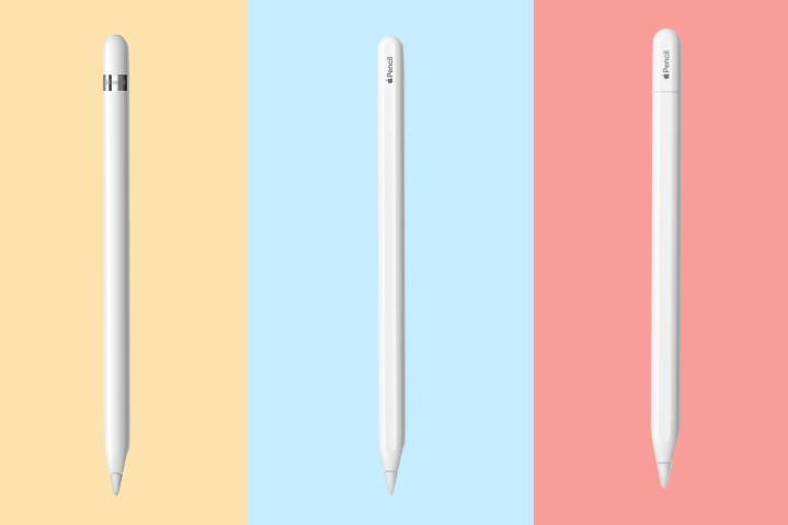 Apple Pencil'ın üç versiyonu da yan yana dizildi.