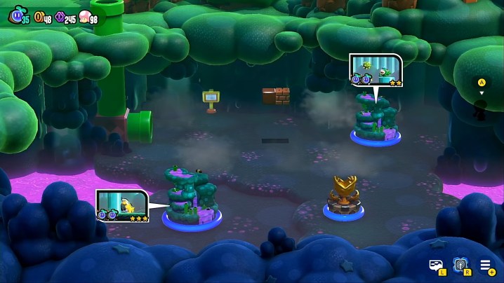 Super Mario Wonder'daki bazı ağaçların arkasında gizli bir giriş.