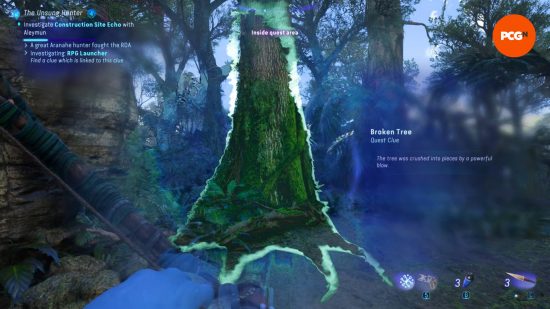 Pandora'nın Avatar Sınırları önizlemesi sırasında, Na'vi Duyuları ile araştırabileceğim hasarlı bir ağaç buldum.