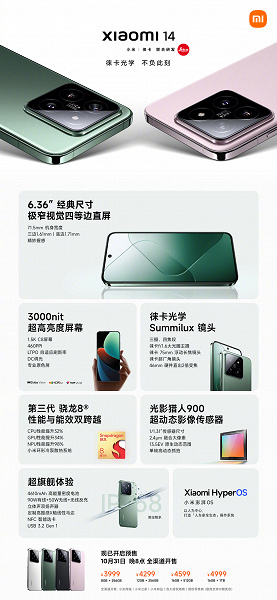 Snapdragon 8 Gen 3 ve HyperOS'a sahip ilk amiral gemileri Çin'de satışa çıktı.  Xiaomi 14 Pro – 685 Dolardan, Xiaomi 14 – 545 Dolardan