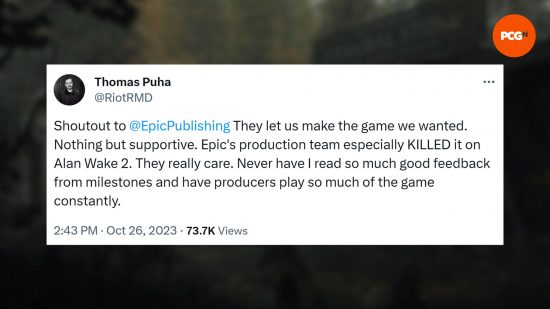 Alan Wake 2 geliştiricileri, Epic sayesinde oyunu 
