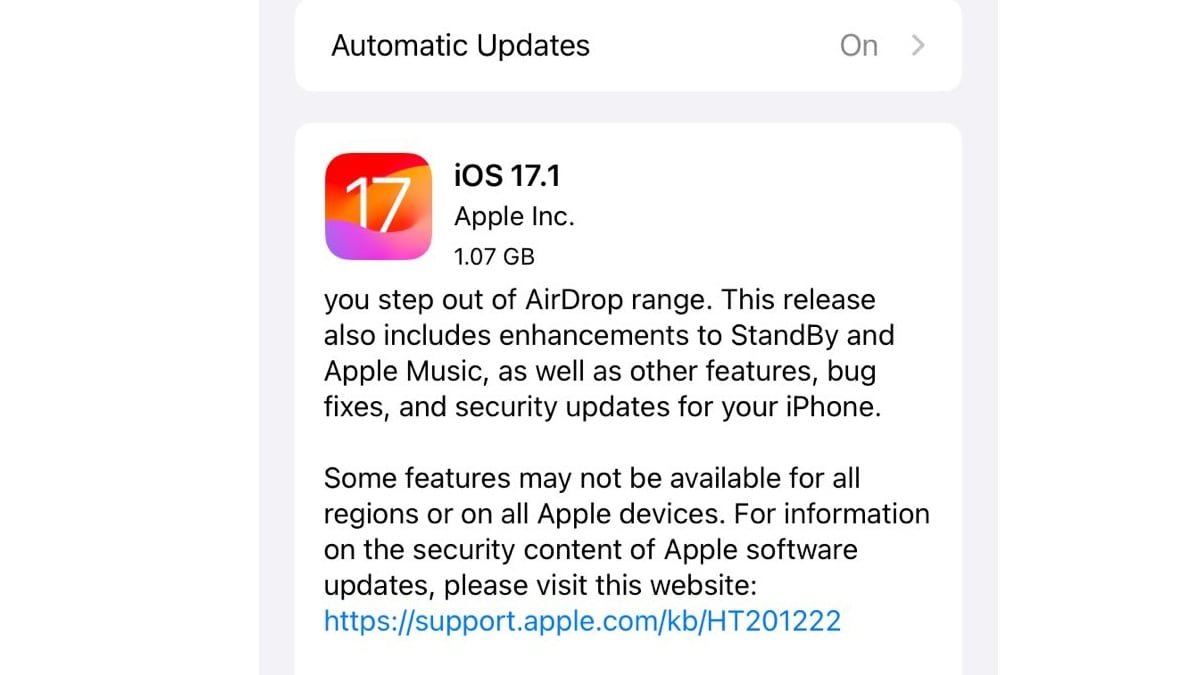 Apple, Yeni AirDrop, StandBy, Apple Music Özellikleri ve Hata Düzeltmeleriyle iOS 17.1'i Yayınladı - Dünyadan Güncel Teknoloji Haberleri