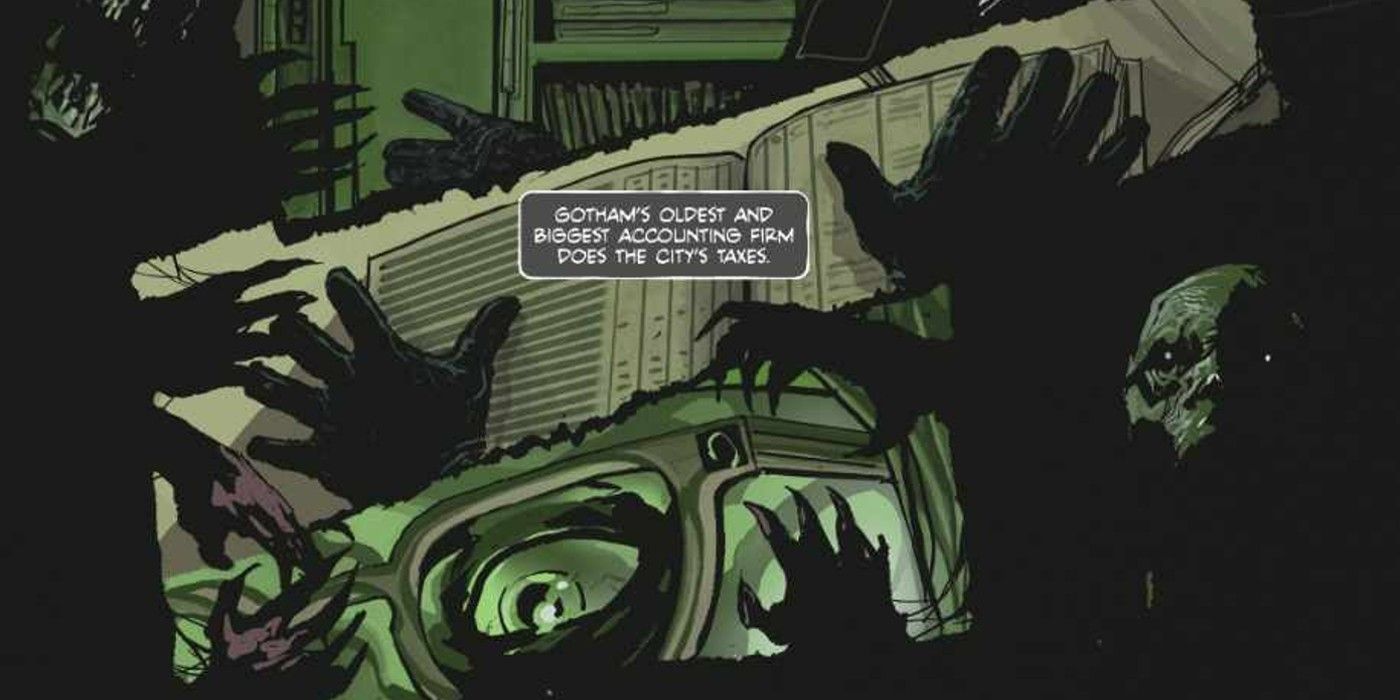 Riddler, The Riddler: Year One'da Gotham'ın yozlaşmış muhasebe firmasını açığa çıkarıyor