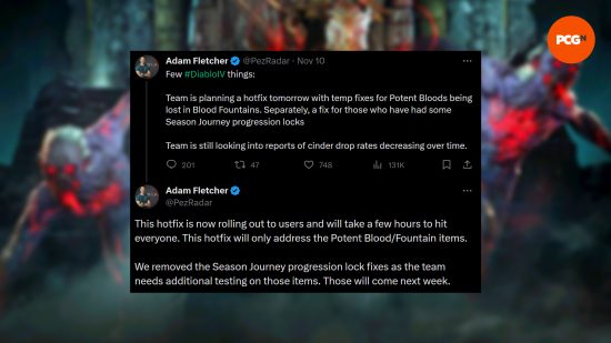 Diablo 4 yaması 1.2.2 düzeltmesi - Topluluk yöneticisi Adam Fletcher: 