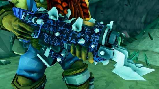 Deep Rock Galaktik Silah Bakım boyaları - Oyunun silah ustalık sistemi aracılığıyla kazanılan bir silah için yıldırım kamuflajı.