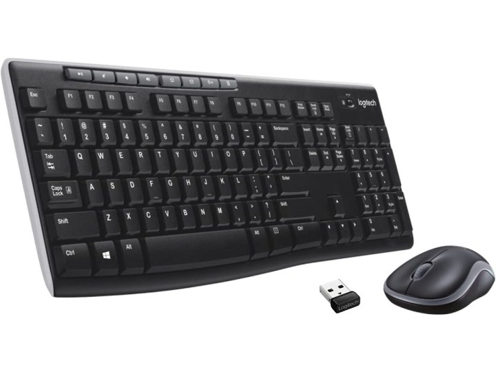 Beyaz arka planda Logitech MK270 kablosuz klavye ve fare birleşimi.