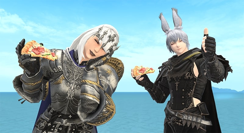Final Fantasy XIV'ler "pizza yemek" duygu.