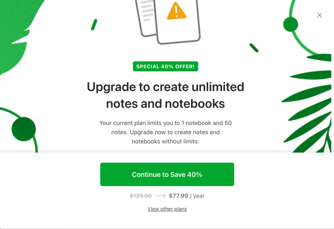 Kullanıcılar mutsuz: Evernote, ücretli abonelik olmadan 50 not ve 1 not defteri sınırını test ediyor