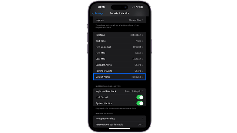 iOS 17.2 Beta 4 Güncelleme Girişlerinin Varsayılan Ses Ayarlaması