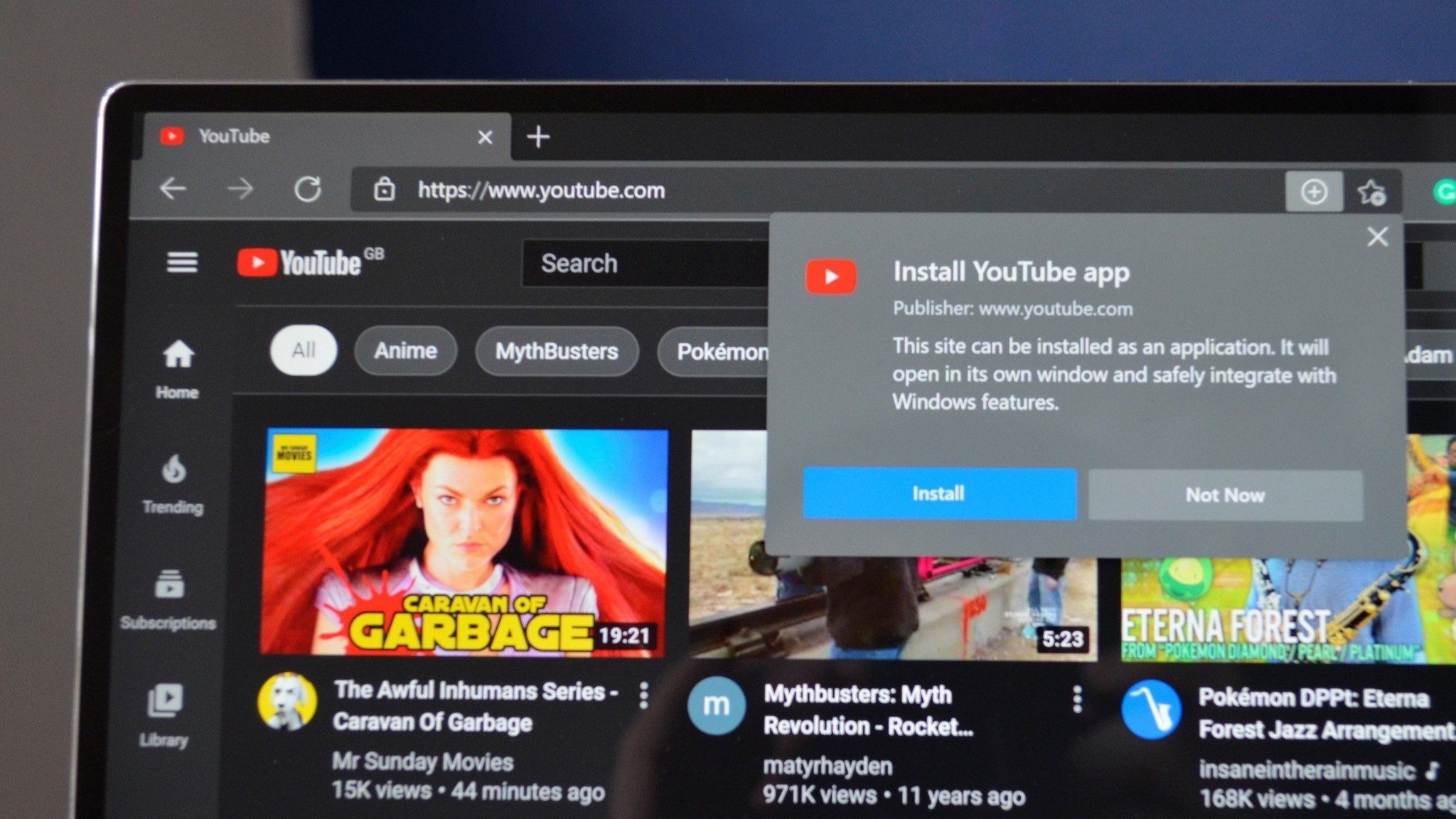 Windows 11'de Progresif Web Uygulaması Olarak YouTube