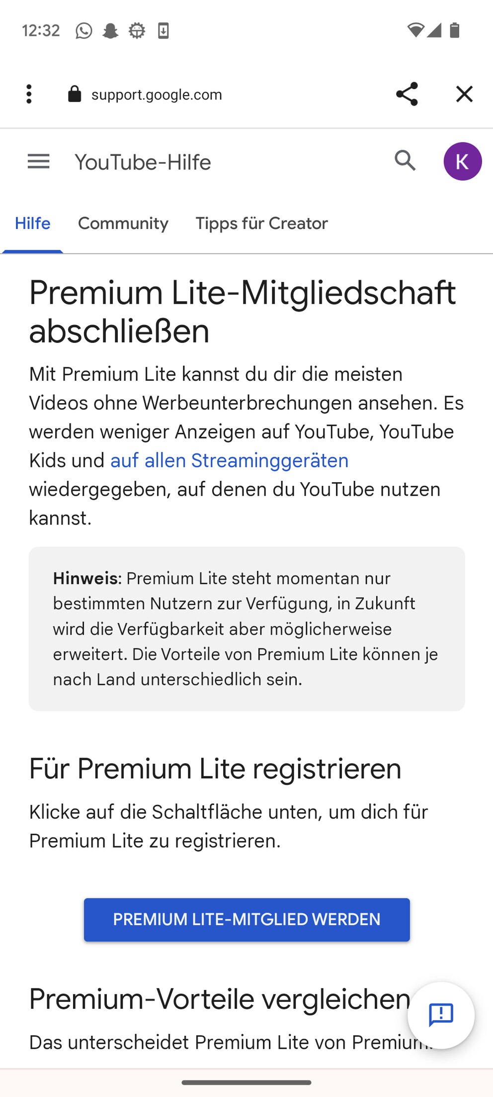 YouTube Premium Lite bu Android telefonda sunulmuyor