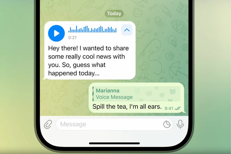 Telegram'da sesli mesajların transkripsiyonu tüm kullanıcılar tarafından kullanılabilir hale geldi (ancak kısıtlamalarla)