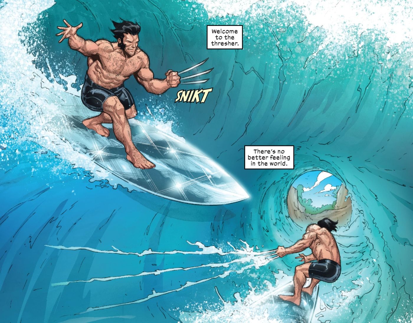 Wolverine X-Force Çizgi Romanında Sörf Yaparken Pençelerini Kullanıyor