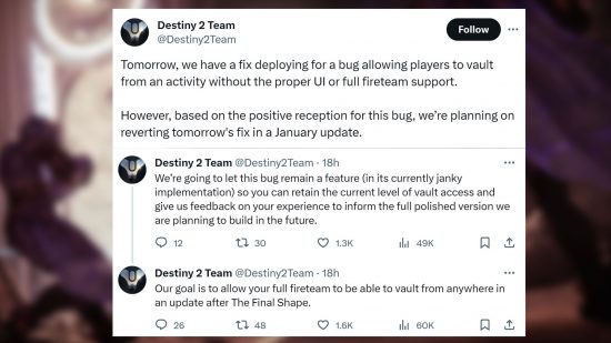 Destiny 2 Vault aksaklığı: Bungie'den Vault aksaklığıyla ilgili planlar hakkında bir tweet