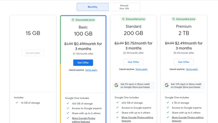 Google One depolama planlarının fiyatlandırma katmanları güncellendi.