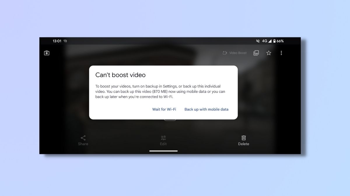 Pixel 8 Pro Video Boost'un nasıl kullanılacağını gösteren ekran görüntüsü - yedekleme videosu