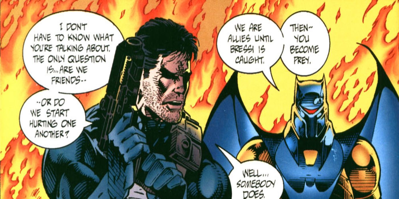 Punisher, Batman'i kurtardıktan sonra tehdit ediyor.