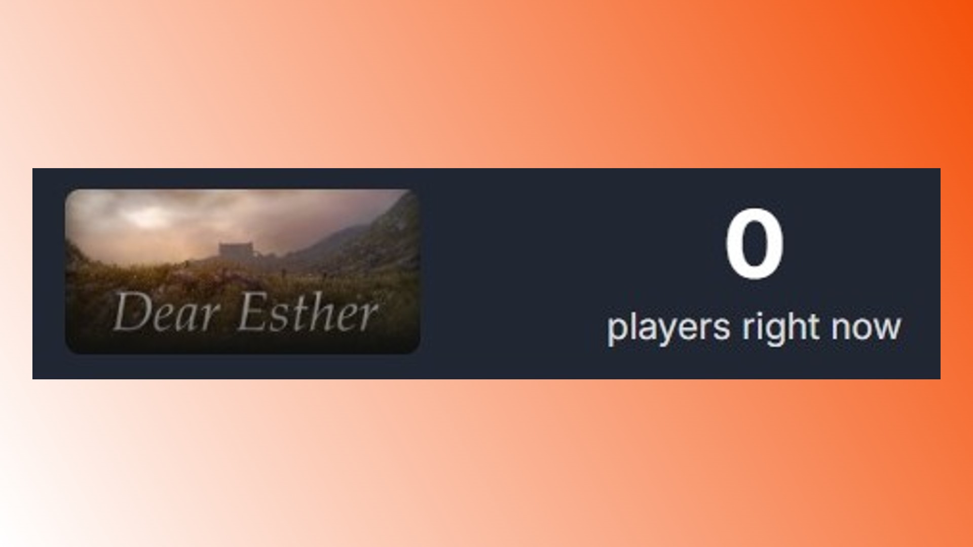 Steam oyunlarında sıfır oyuncu: Bağımsız oyun için Sevgili Esther Steam oyuncu sayısı
