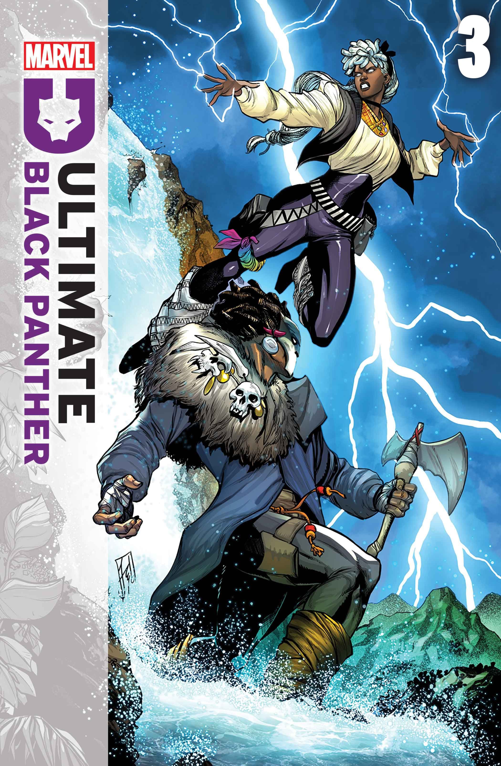 Ultimate Black Panther (2024) Stefano Caselli'nin yeniden tasarlanmış Killmonger ve Storm'u içeren 3. Kapağı