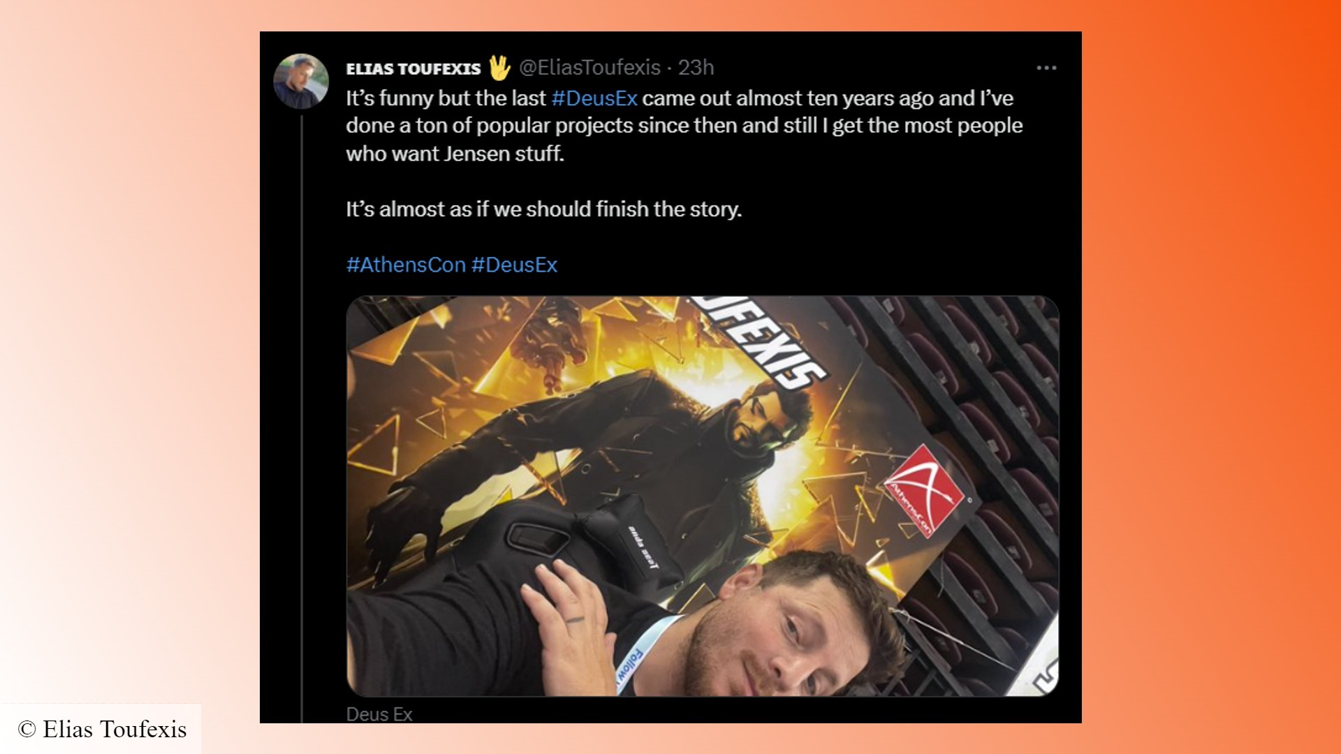 Yeni Deus Ex oyunu: Deus Ex'de Adam Jensen'in seslendirme sanatçısı Elias Toufexis'ten bir tweet