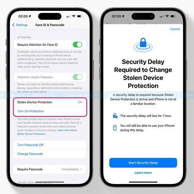 Apple, iOS 17.3'te iPhone'a başka bir biyometrik koruma katmanı ekliyor;  Image Credit Beta Profilleri - Yeni iOS 17.3 özelliği, hırsızları iPhone'unuzdan ve bankacılık uygulamalarınızdan uzak tutacak