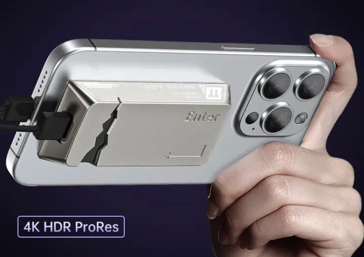 4K HDR ProRes video kaydı desteğine sahip, Enter düğmesi biçiminde alışılmadık bir manyetik mobil katı hal sürücüsünü tanıttı