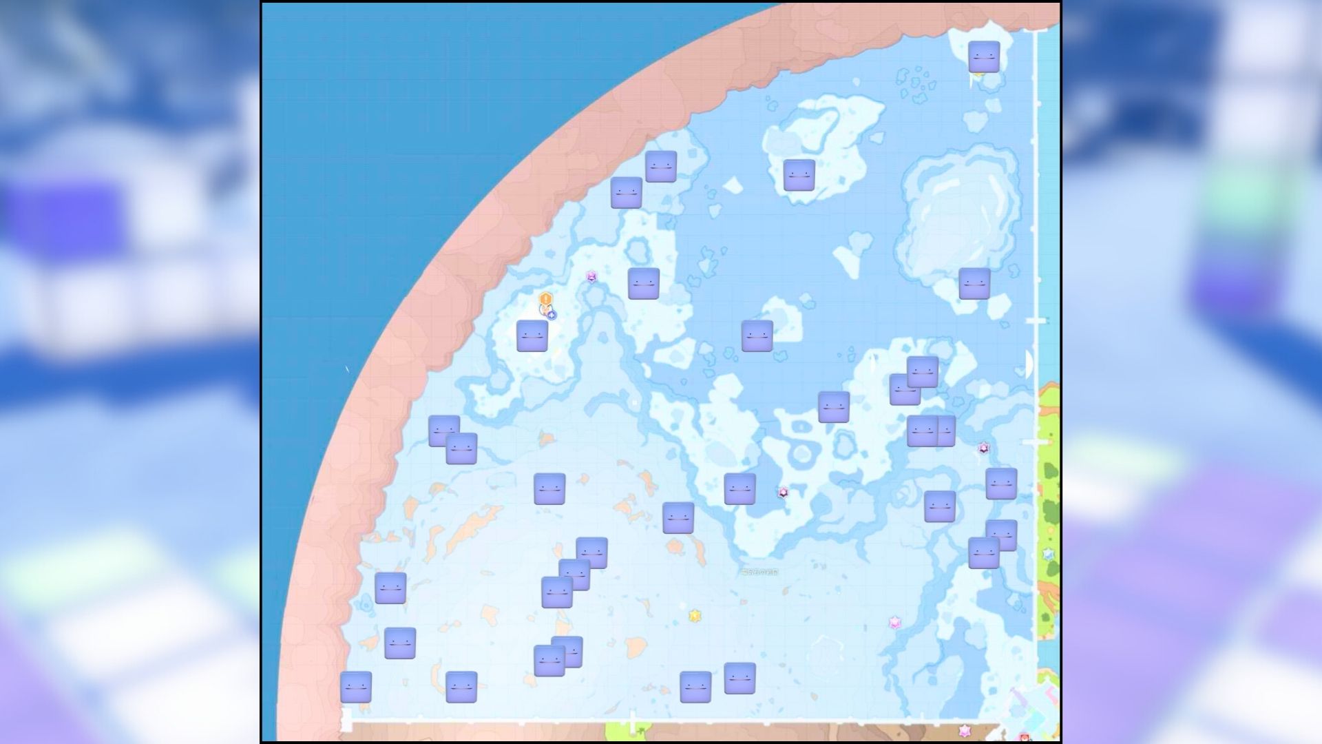 Pokémon Scarlet ve Violet Indigo Disk DLC'deki haritada Polar Biome Aynen Blok Konumları