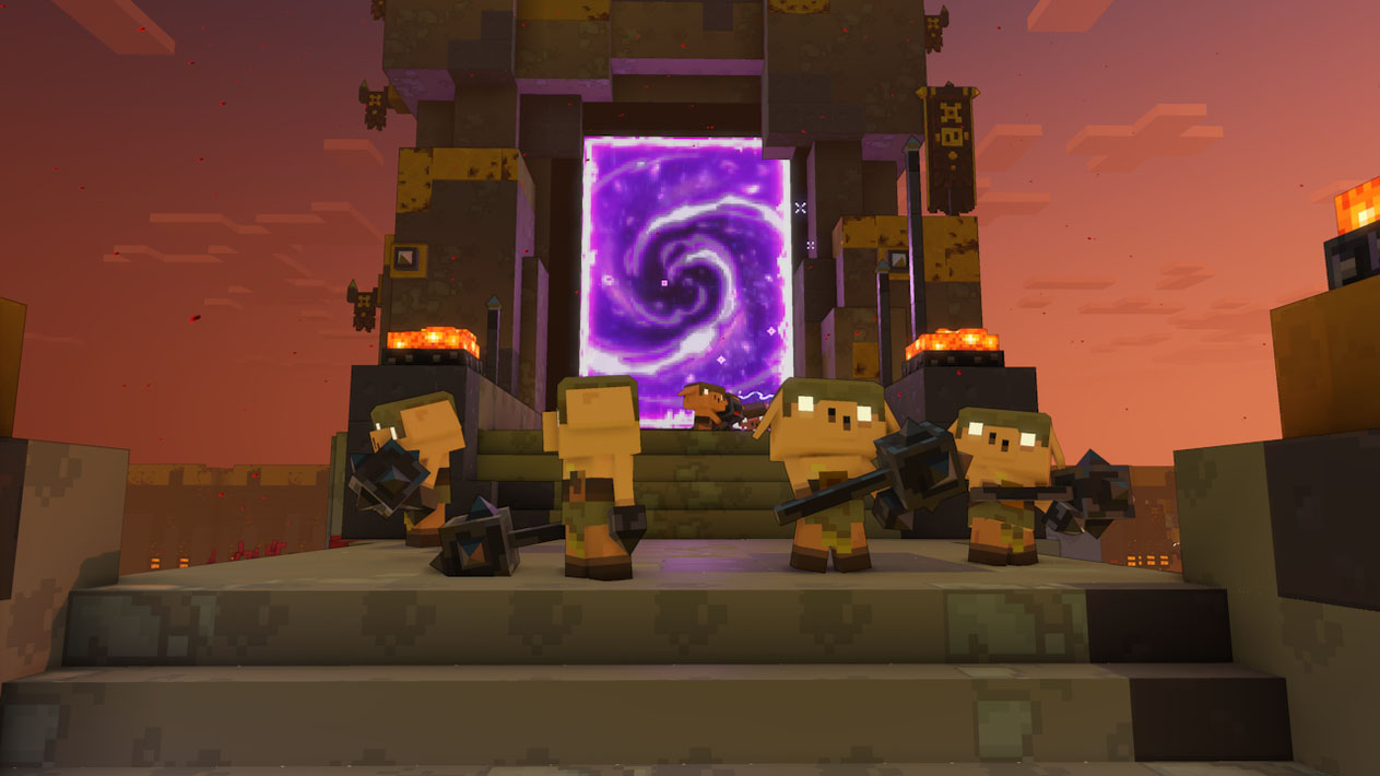 Minecraft Efsaneleri Bastion portalının sürüsü.
