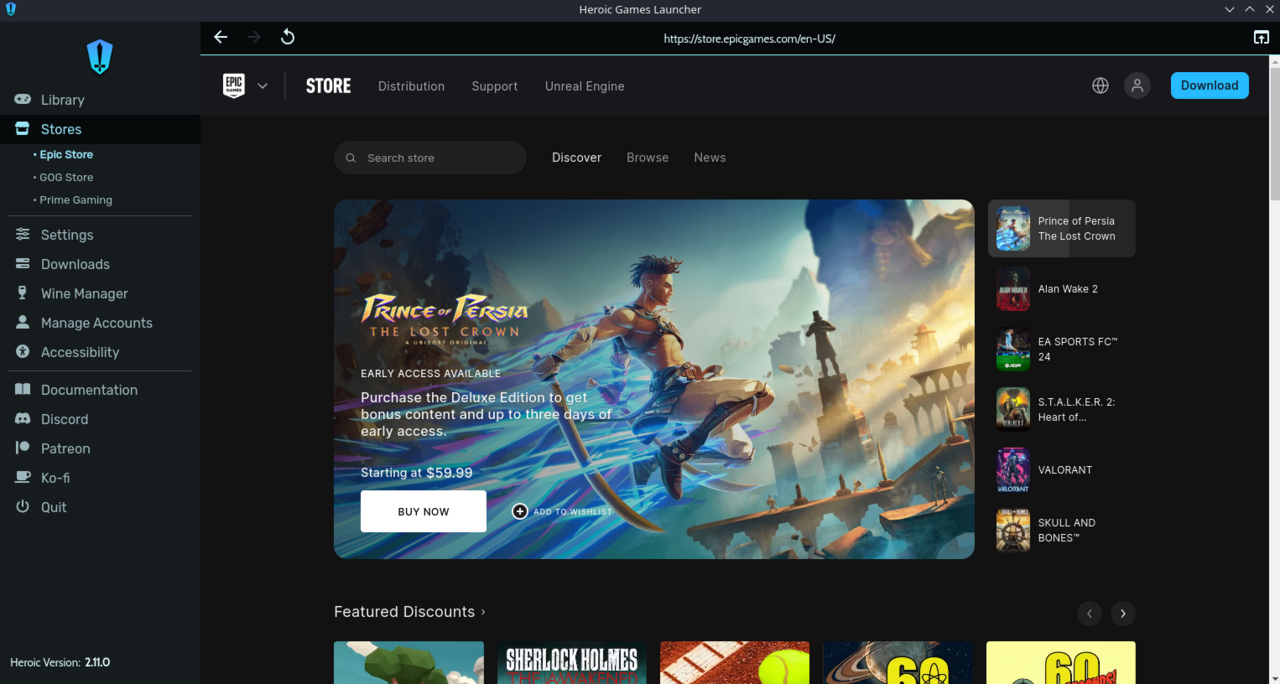 Heroic Games Başlatıcısında Epic Games Store