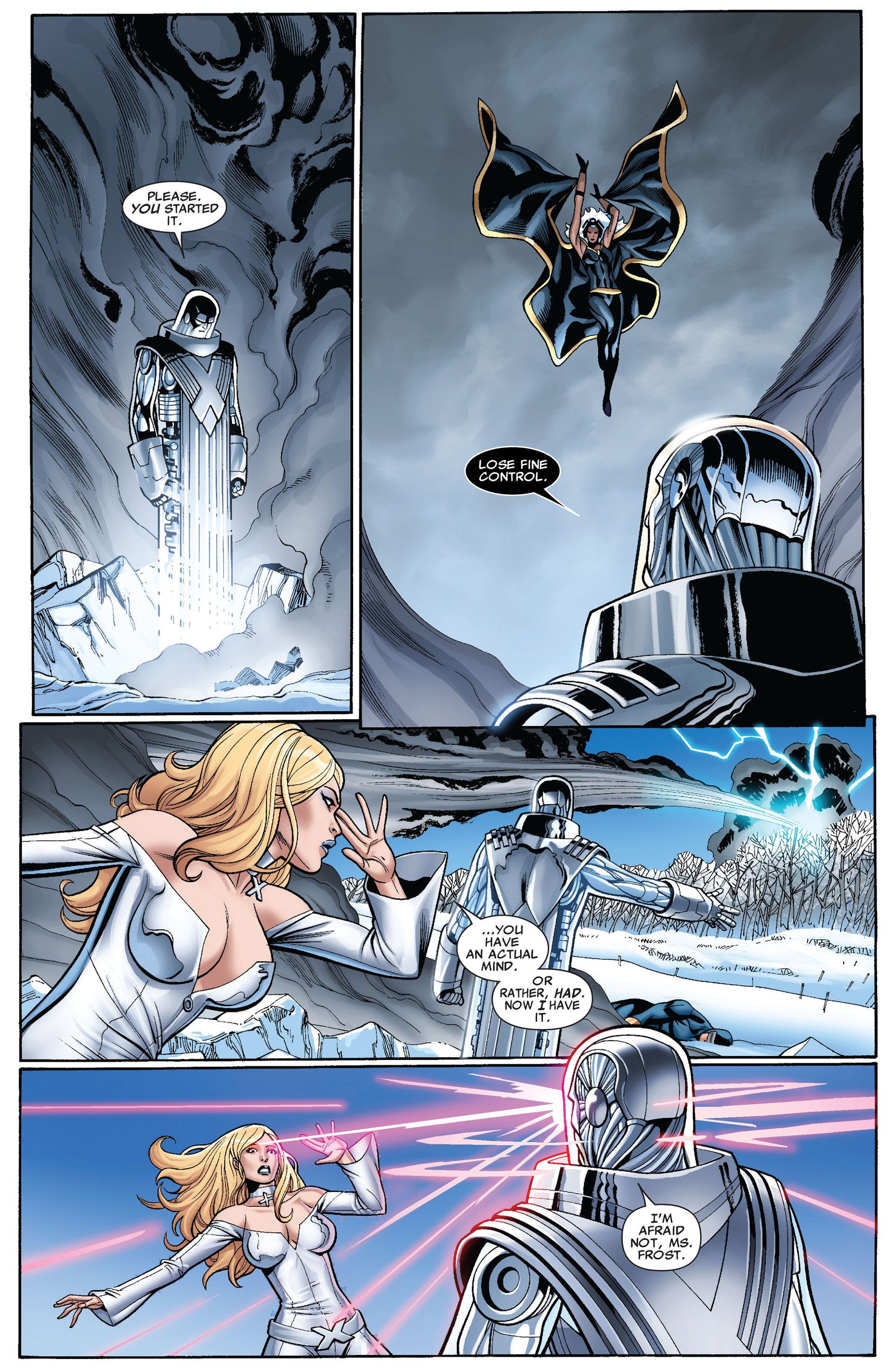Esrarengiz X-Men #10, Birim Emma Frost'un psişik saldırısını savuşturuyor