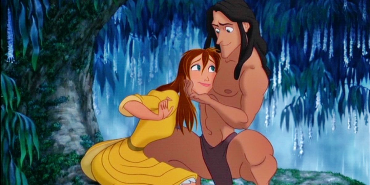 Tarzan ve Jane, Disney'in Tarzan'ında bir ağaç dalında oturuyor