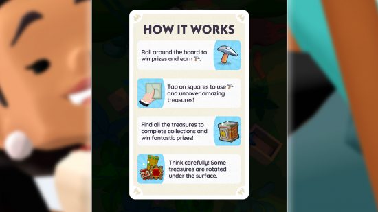 Monopoly Go Jungle Treasures etkinliğinden 'Nasıl çalışır' grafiği.