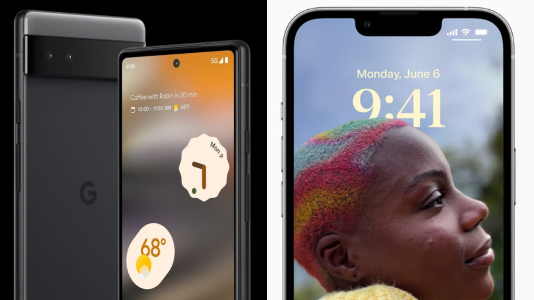 Hem Pixel 6a hem de iPhone 13 60Hz ekranlara sahip ancak iPhone gözle görülür derecede daha pürüzsüz bir his veriyor.  - iPhone 16, 