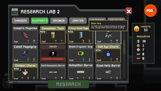 Nimrods: Guncraft Survivor - Güçlendirmelerin ve silahların yükseltmelerinin açılabileceği araştırma laboratuvarına bir bakış.