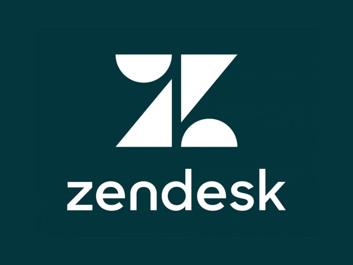 Koyu yeşil arka planda Zendesk logosu.