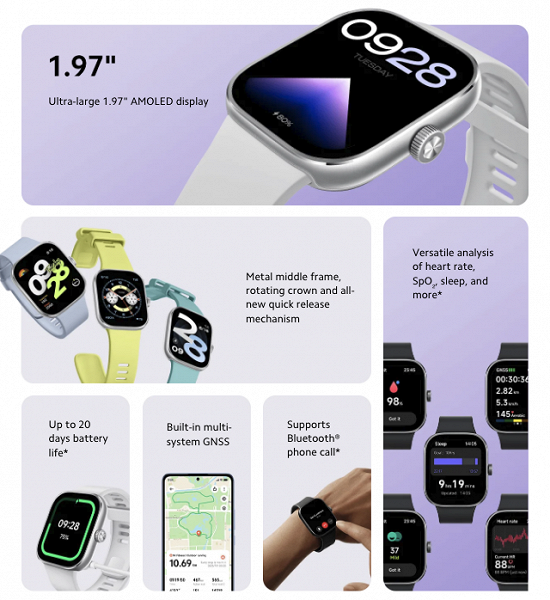 Çin'deki kadar ucuz değil ama yine de devasa bir AMOLED ekran, GPS, SpO2 ve kalp atış hızı sensörleri ve 20 günlük pil ömrüyle.  Redmi Watch 4 Çin dışında piyasaya sürüldü