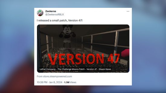 Mickey Mouse'u Ölümcül Şirket katının arkasında gösteren görselin yer aldığı bir tweet. 